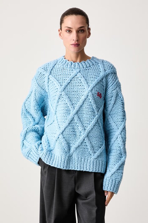 Stine Goya Sweter damski wełniany niebieski SG-AW26-K072-2497