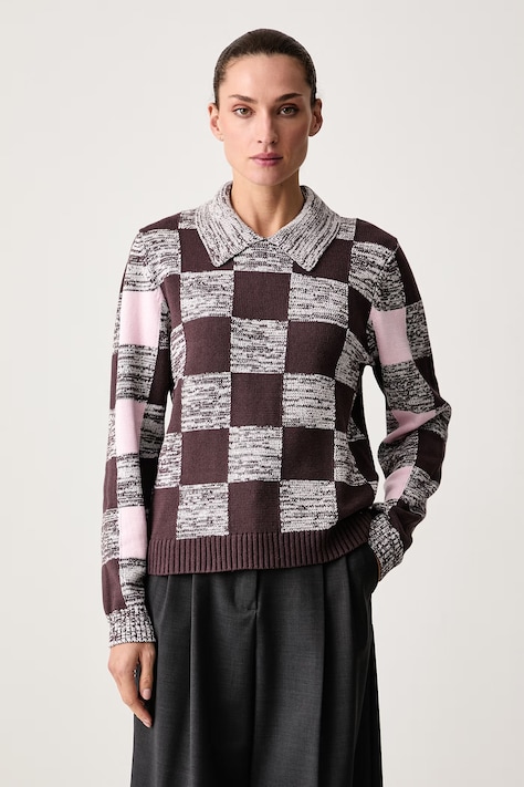 Stine Goya Sweter damski z bawełną brązowy SG-AW26-K033-2386