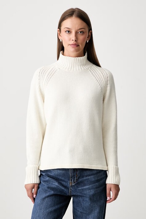 Joop! sweter damski z dodatkiem wełny beżowy 30104523