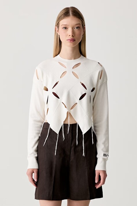 Karl Lagerfeld Jeans sweter damski z wiskozą beżowy B3W18013