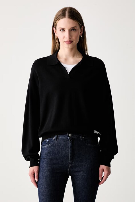 Karl Lagerfeld Jeans sveter dámsky s viskózou čierny B3W18012