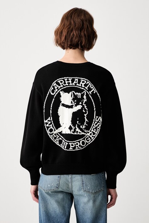 Carhartt WIP W Hugging Cats sweter bawełniany damski czarny I036850