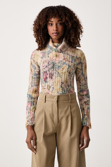 Twinset Golf damski z dodatkiem wełny i moheru beżowy 262TT3401