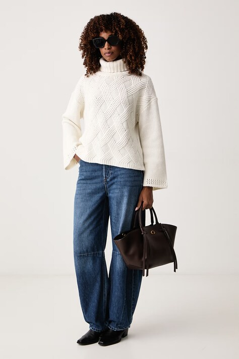 Twinset Sweter damski z wełną beżowy 262TT3353