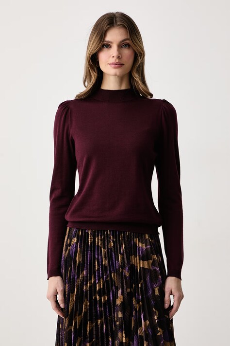 Twinset Poludolčevita za žene od vune bordo 262TT3221
