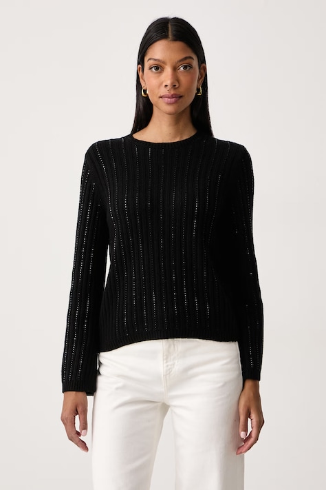 Twinset Sweter damski z dodatkiem wełny czarny 262TT3150