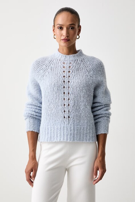 Twinset sweter damski z wełną niebieski 262TF3040