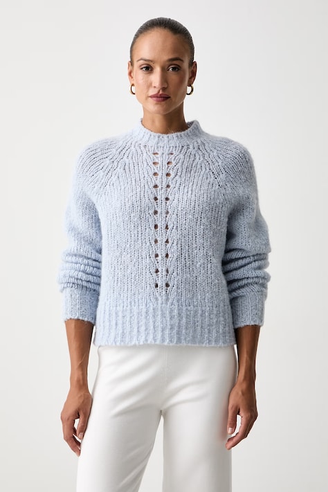 Twinset sweter damski z wełną niebieski 262TF3040