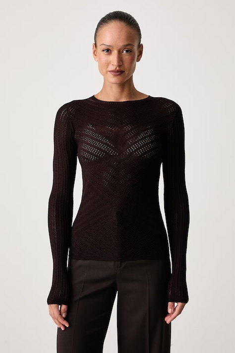 Twinset Sweter damski z wiskozą brązowy 262TP3492