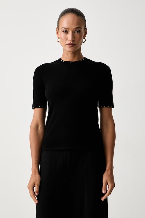 Twinset тениска тип пуловер дамска с вискоза черна 262TP3097