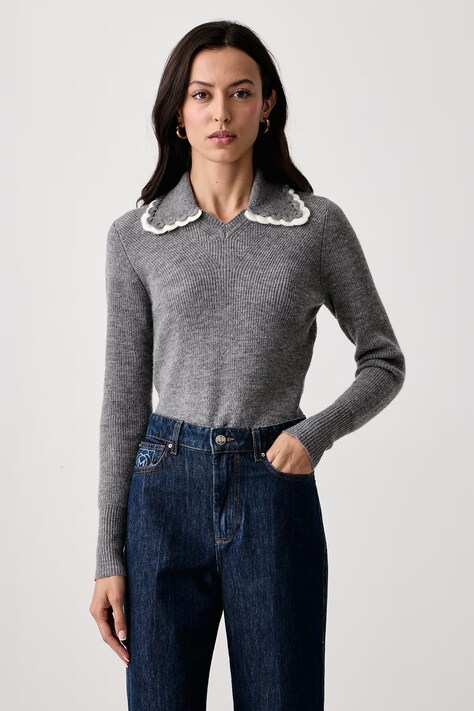 Twinset Пуловер дамски с добавена вълна сив 262AP3280