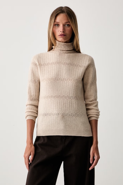 Twinset πουλόβερ γυναικείο μάλλινο μπεζ 262AP3020