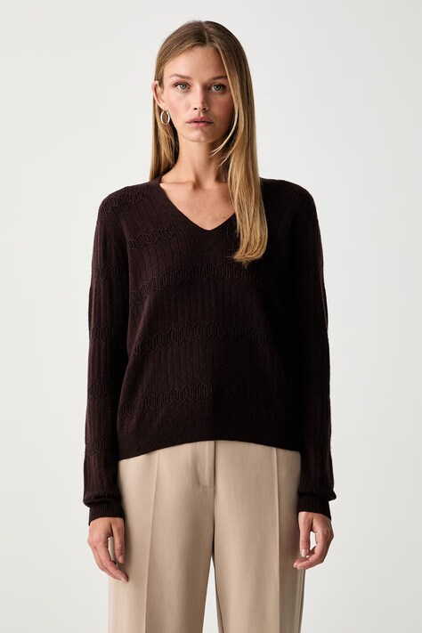 Twinset sweter damski wełniany brązowy 262AP3021