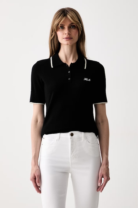 Karl Lagerfeld polo tricotat pentru femei din lână negru B3W18044