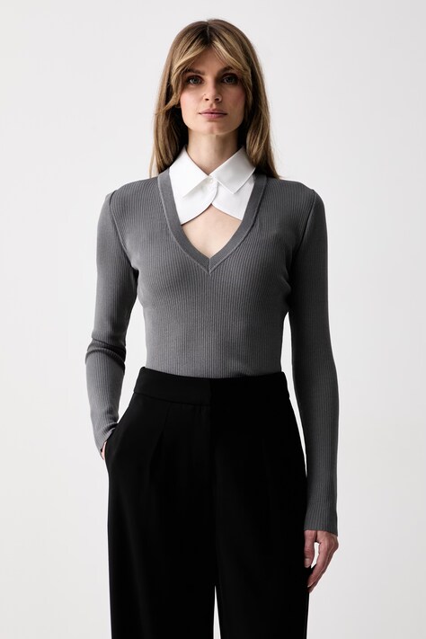 Karl Lagerfeld sweter damski z wiskozą szary B3W18024