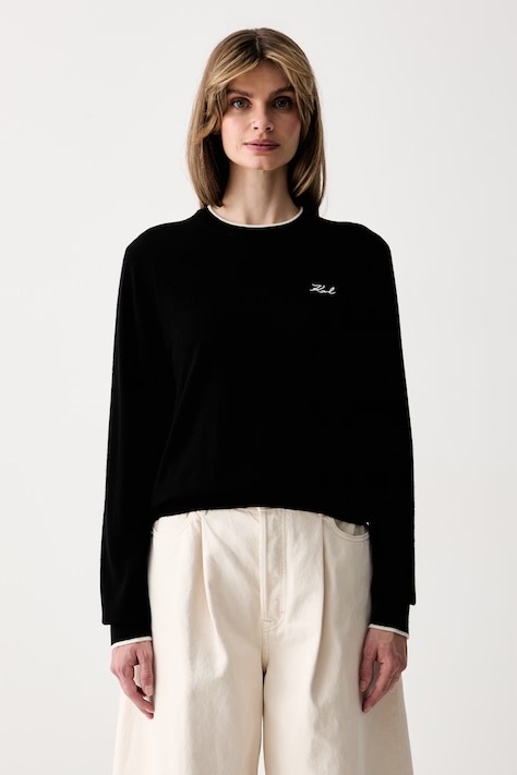 Karl Lagerfeld sweter damski wełniany czarny B3W18037