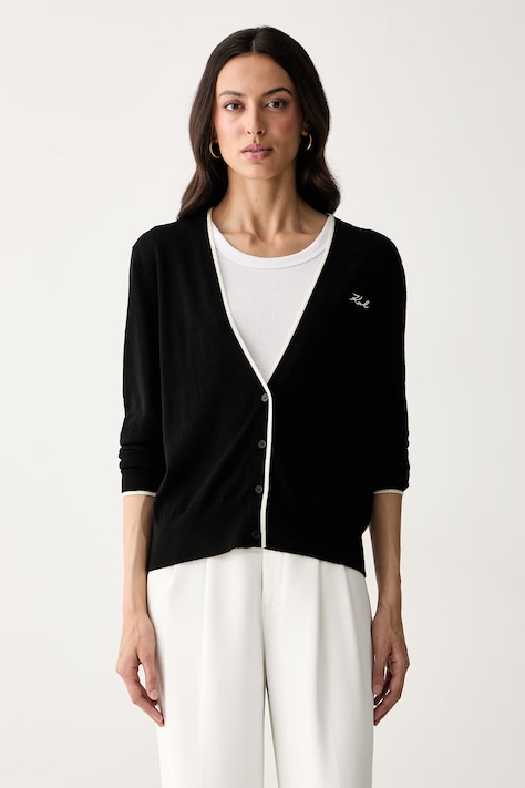 Karl Lagerfeld cardigan pentru femei din lână negru B3W18038
