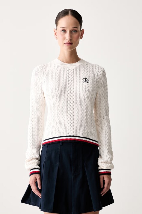 Tommy Jeans sweter damski bawełniany beżowy DW0DW22933