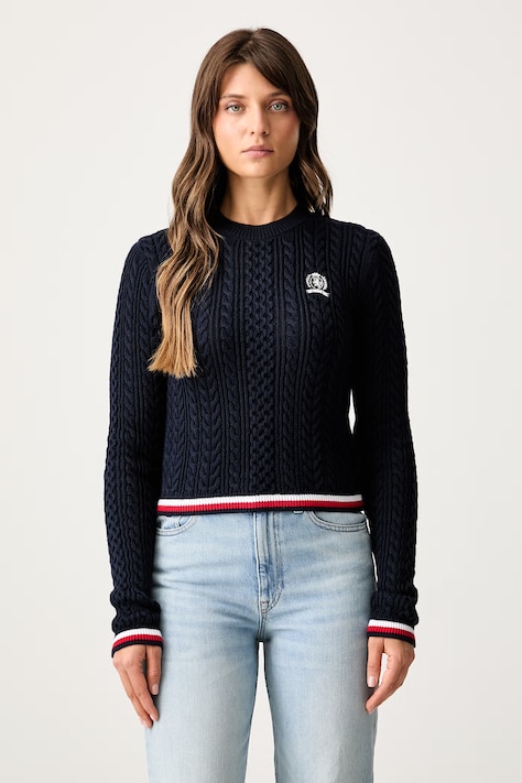 Tommy Jeans пуловер дамски от памук тъмносин DW0DW22933