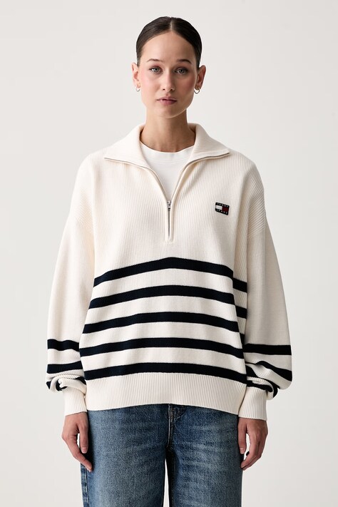 Tommy Jeans pulover za žene od pamuka bež DW0DW22928