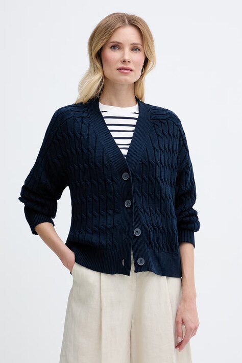 Tommy Hilfiger kardigan damski bawełniany granatowy WW0WW50078