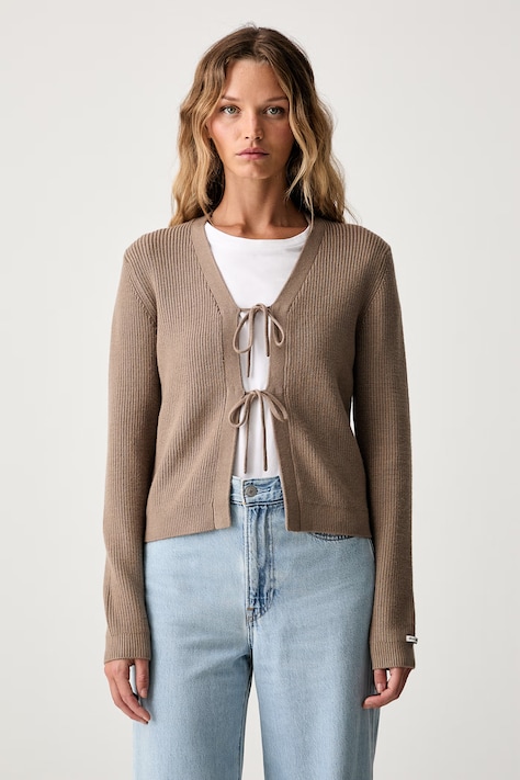 Guess Jeans жилетка дамска с вискоза бежова W6YR42 Z1103