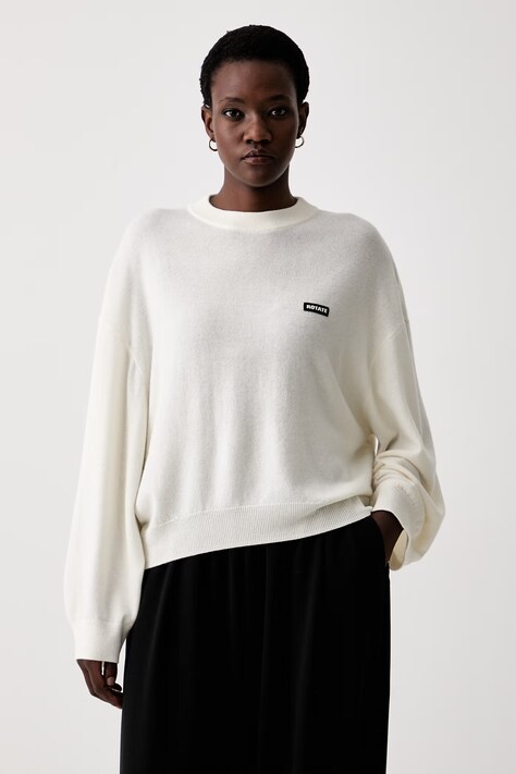 Rotate sweter damski wełniany beżowy 116612857