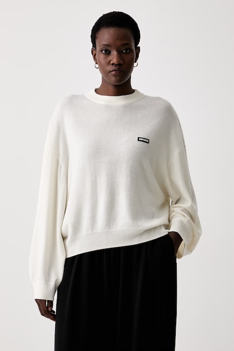 Rotate sweter damski wełniany beżowy 116612857