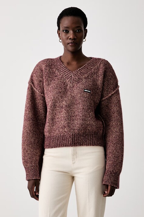 Rotate sweter damski z wełną pomarańczowy 1165663113