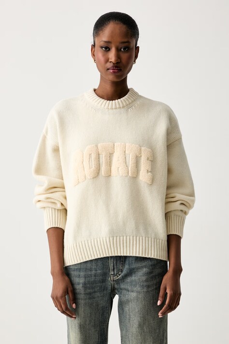 Rotate sweter damski wełniany beżowy 116512857