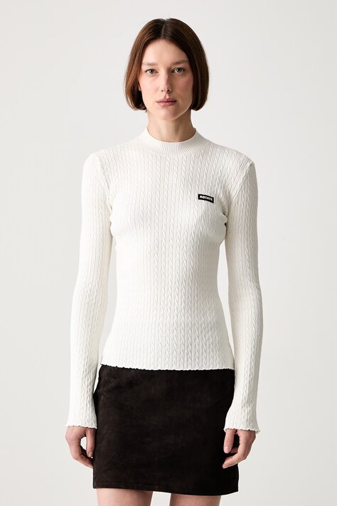 Rotate sweter z wiskozą damski beżowy 116311857