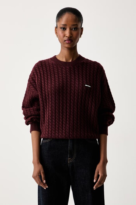 Rotate sweter damski wełniany bordowy 116437741