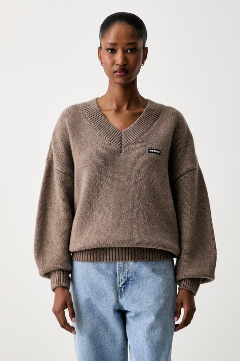 Rotate sweter damski wełniany brązowy 1151411078