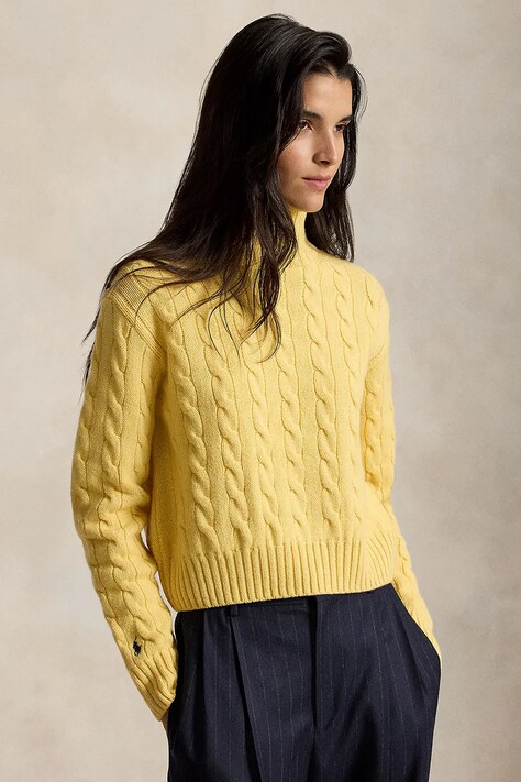 Polo Ralph Lauren sweter damski wełniany żółty 211B17734