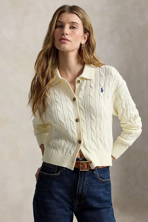 Polo Ralph Lauren kardigan damski bawełniany beżowy 211B30509