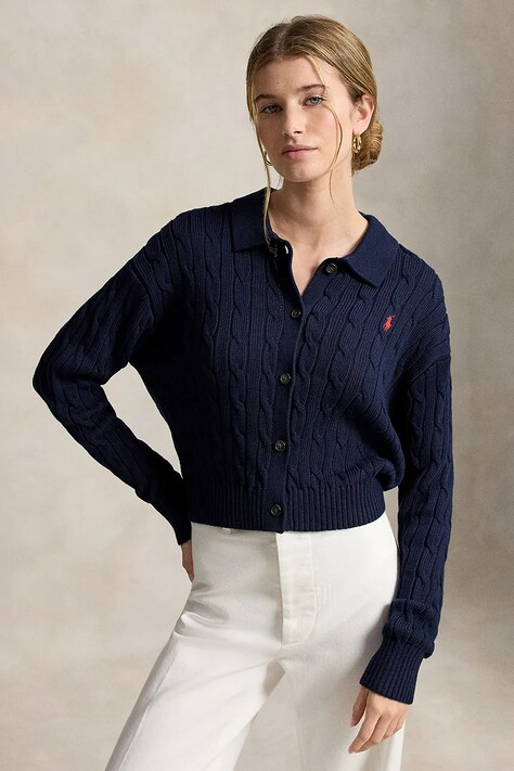 Polo Ralph Lauren kardigan damski bawełniany granatowy 211B30509