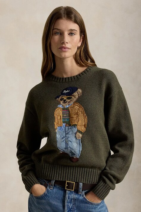 Polo Ralph Lauren sweter damski bawełniany zielony 211B17762