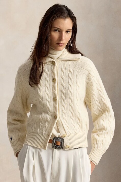 Polo Ralph Lauren Kardigán dámsky vlnený béžový 211B17757