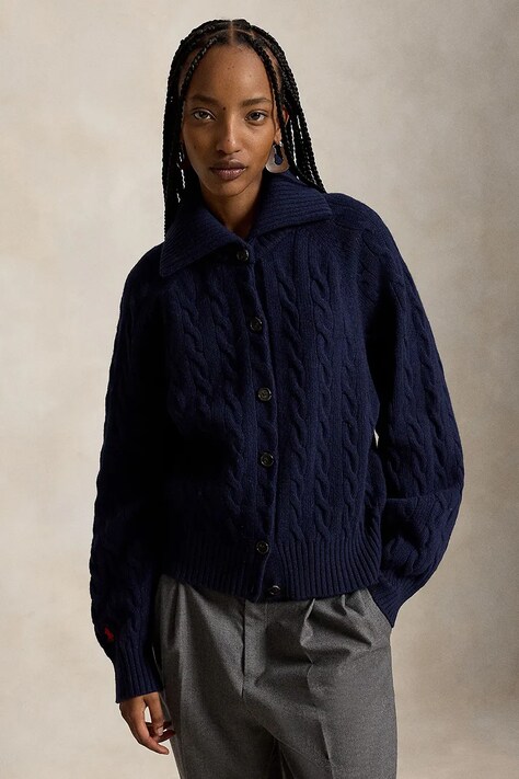 Polo Ralph Lauren kardigan damski wełniany granatowy 211B17757