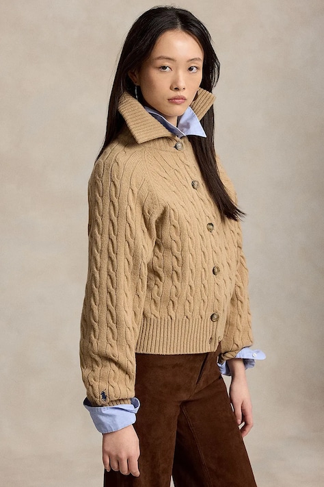 Polo Ralph Lauren Cardigan da donna in lana marrone 211B17757