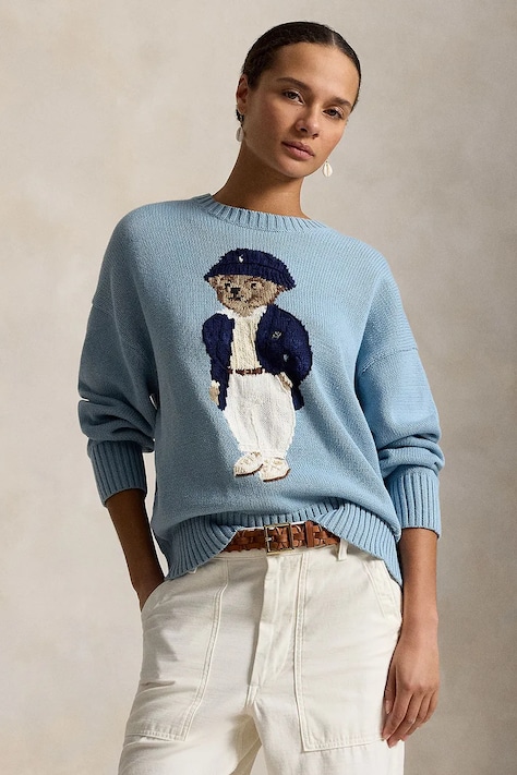 Polo Ralph Lauren sweter damski bawełniany niebieski 211B17743