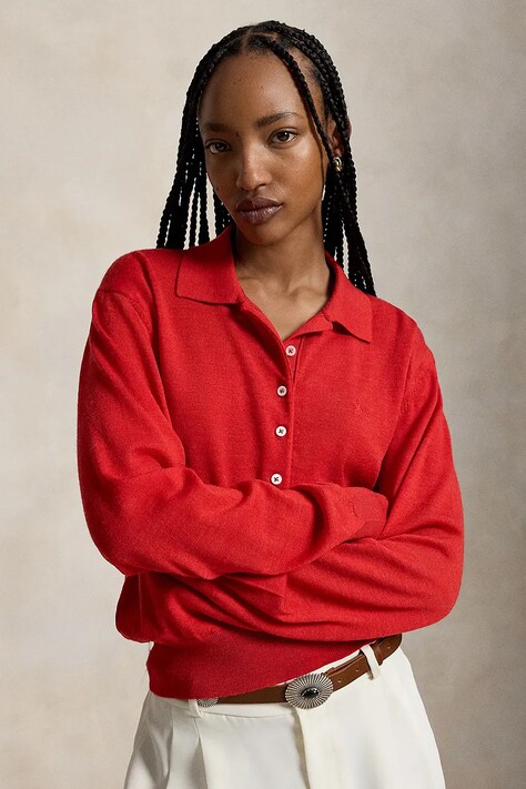 Polo Ralph Lauren Sweter damski wełniany czerwony 211B17729