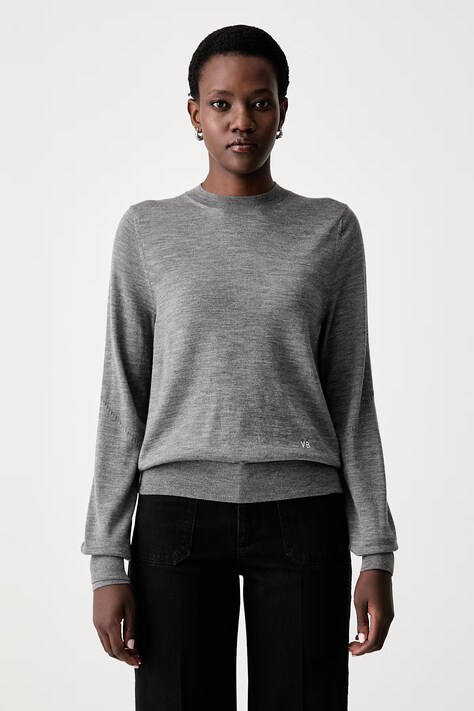Victoria Beckham sweter damski z wełną merino Austen szary 1124KJU005225A