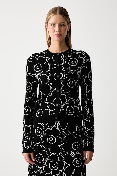 Marimekko Kardigan za žene s vunom crni 096078