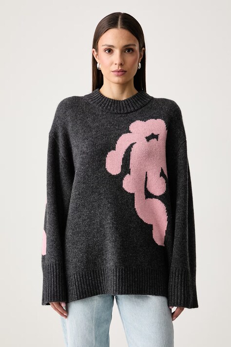 Marimekko Sweter damski z wełną szary 096084
