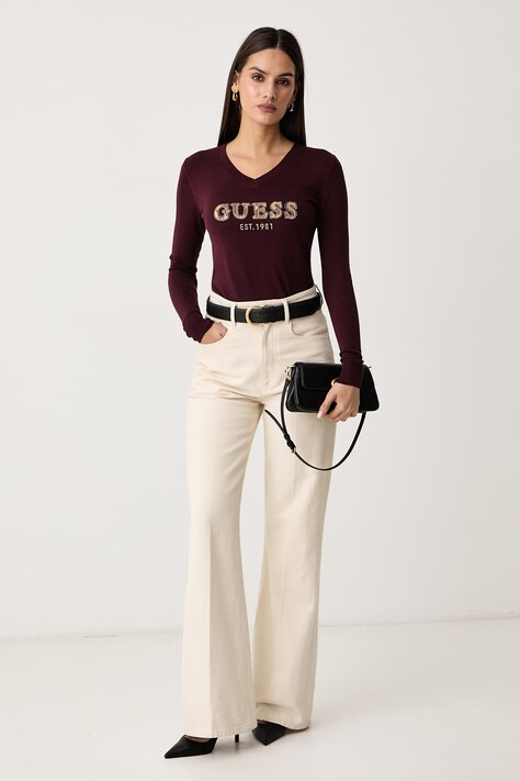 Guess Sweter damski z wiskozy HANNAH czerwony W6BR55 Z1456