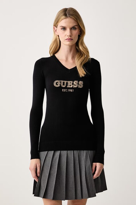 Guess Пуловер дамски с вискоза HANNAH черен W6BR55 Z1456