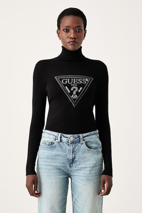 Guess Pulover ženski z viskozo HALLIE črn W6BR54 Z1455