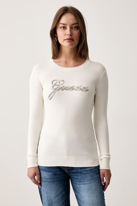 Guess Sweter damski z wiskozą GEORGIA beżowy W6BR53 Z1454