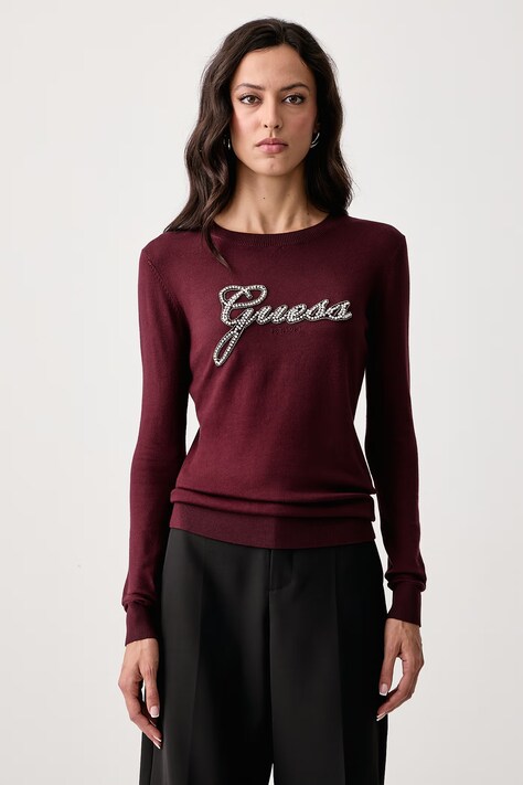 Guess Sweter damski z wiskozą GEORGIA bordowy W6BR53 Z1454